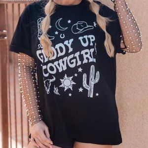 Pink Lily Giddy Up Cowgirl Tshirt